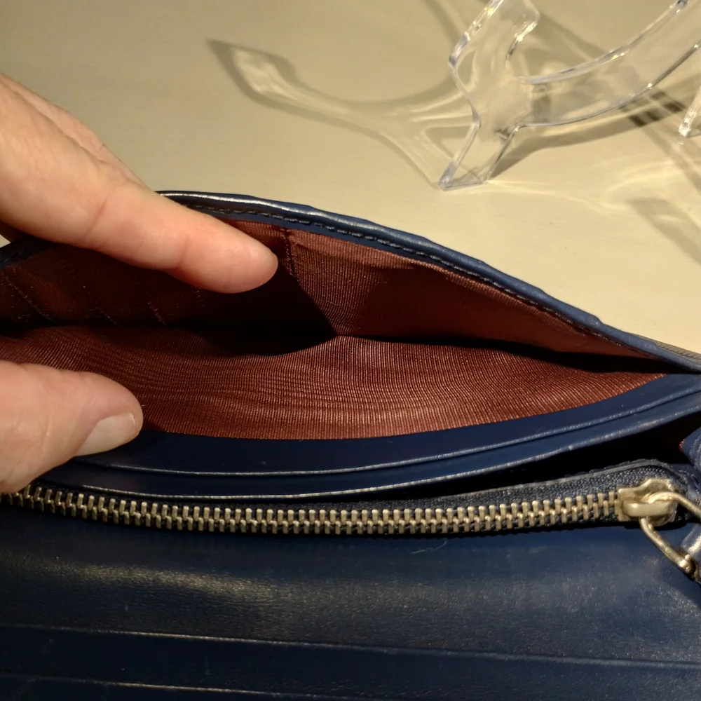 Authentic Blue Bvlgari Unisex Long Leather Wallet Made In Italy with COA